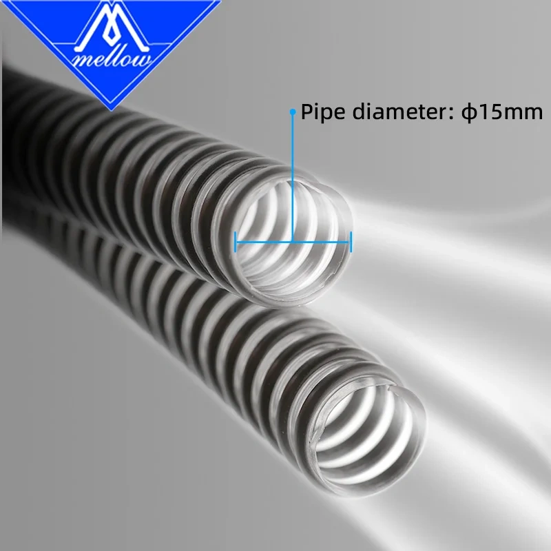 Mellow Black 2M Soft Anti-Fold 15MM CPAP Fan Pipe For Brushless Centrifugal Blower DC WS7040 Fan For VzBoT Voron DIY 3D Printer