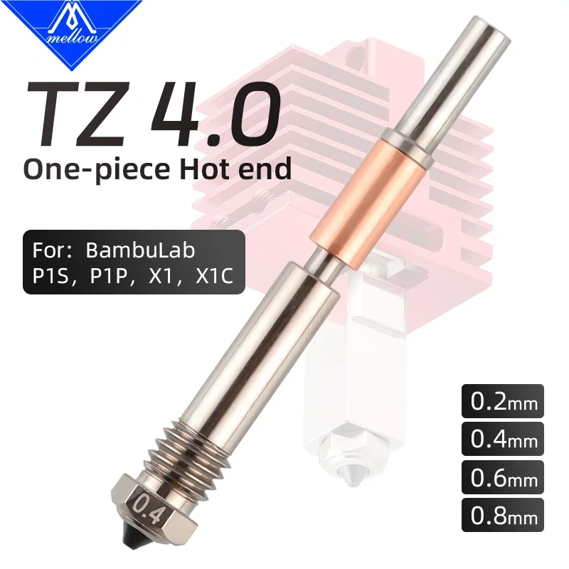 Mellow TZ4.0 Nozzle High-Flow Hardened Steel Nozzle For TZ4.0 Hotend Bambu Lab X1/P1P/P1S 3D Printer