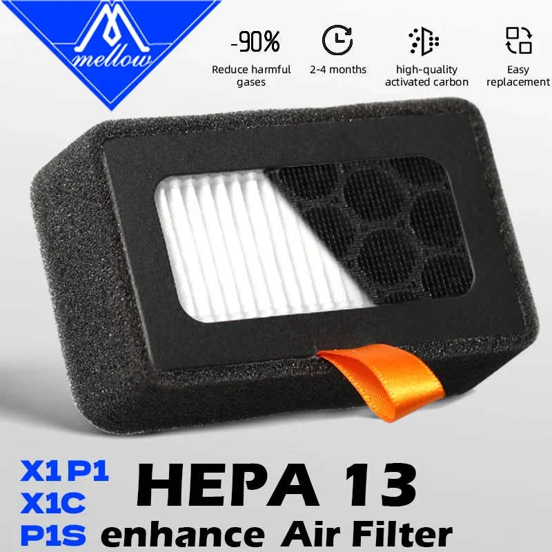Hot Sale Mellow HEPA13 + Activated Carbon Air Ultra Filter For Bambu Lab X1C / X1E / P1P / P1S Series  For 3D Printer Parts