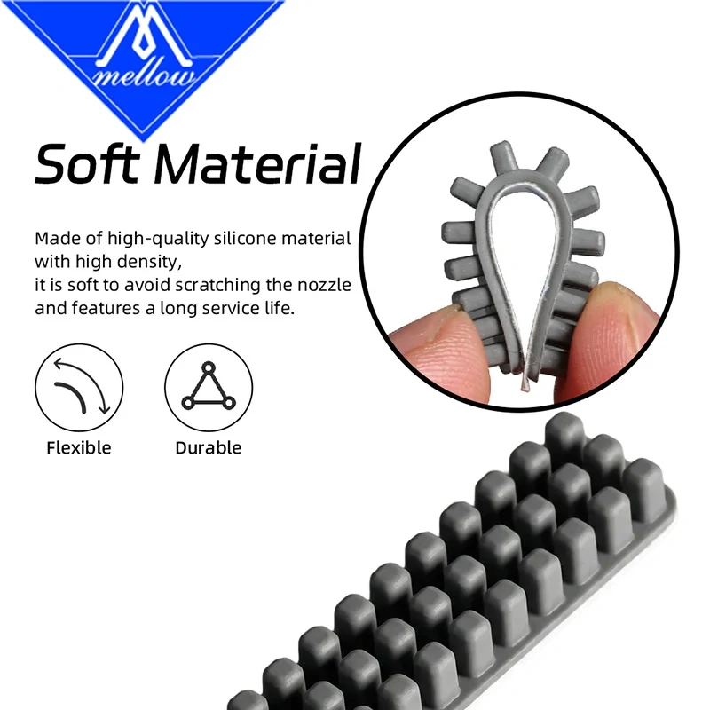 Mellow Nozzle Brush - Premium Silicone Wiper Cleaning Tool,Easy Install,High-Temp Resistant For Bambu Lab A1/A1 Mini 3D Printer