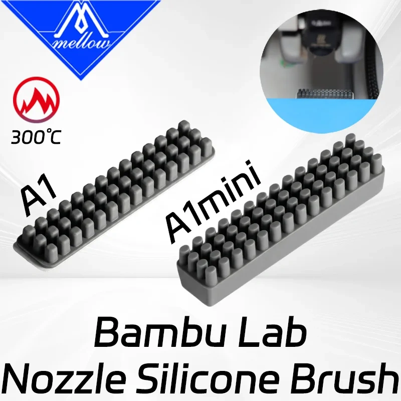 Mellow Nozzle Brush - Premium Silicone Wiper Cleaning Tool,Easy Install,High-Temp Resistant For Bambu Lab A1/A1 Mini 3D Printer