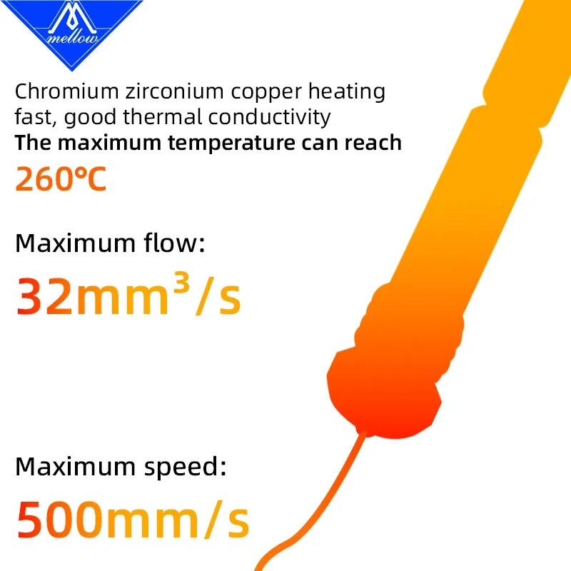 Mellow GHC TZ4.0 Nozzle High-Flow Hardened Steel Nozzle DLC coating For TZ4.0 Hotend Bambu Lab X1/P1P/P1S 3D Printer