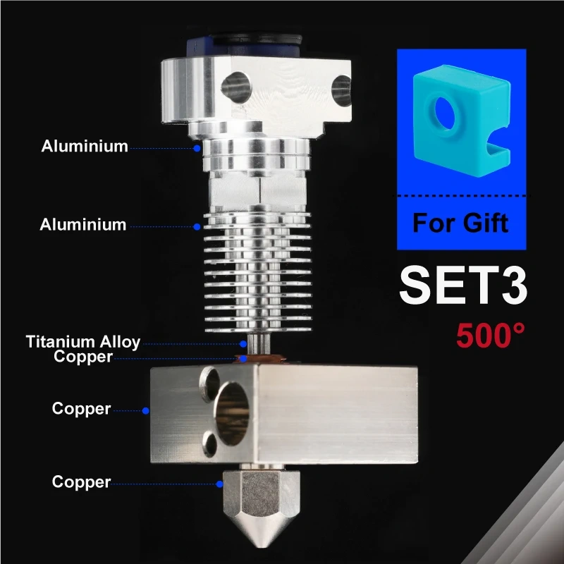 Mellow 3D Printer Parts All Metal NF Smart-CR10 V2.0 Titanium Heat Break Hotend Extruder Kit For Upgrade Creality Ender 3 Aquila