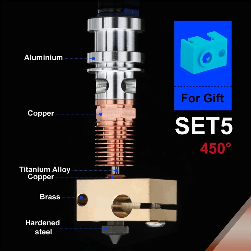 Mellow Upgrade All Metal NF Smart-V6 V2.0 Hotend Titanium Heat Break Kit For V6 Hotend Prusa MK3 DDG Extruder 3D Printer