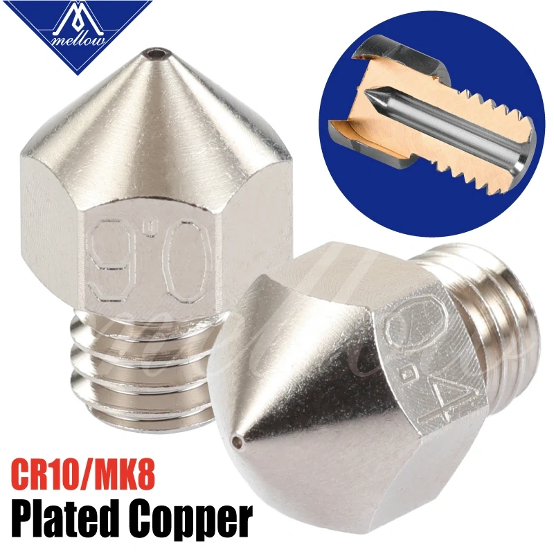 Mellow Nf-mk8 Plated Copper Nozzles Durable Reduce Stick For High Performance Ender 3 Cr10 Micro Swiss Hotend For 3d Printer