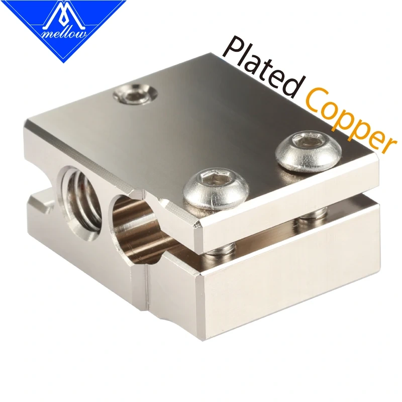 Mellow Top NF-V6 PT100 Volcano Plated Copper Heat Block For Volcano Hotend 3D Printer For DDG Extruder Heated Block
