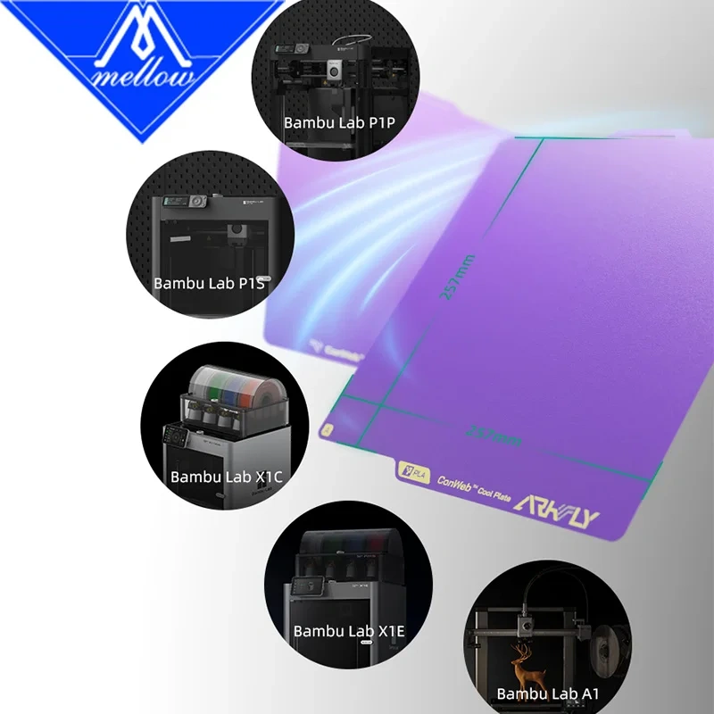 Mellow Pheatus 256*256 mm Conweb™ Cool Plate Mastery in Filaments For Bambulab X1/P1/A1 3D Printer Parts