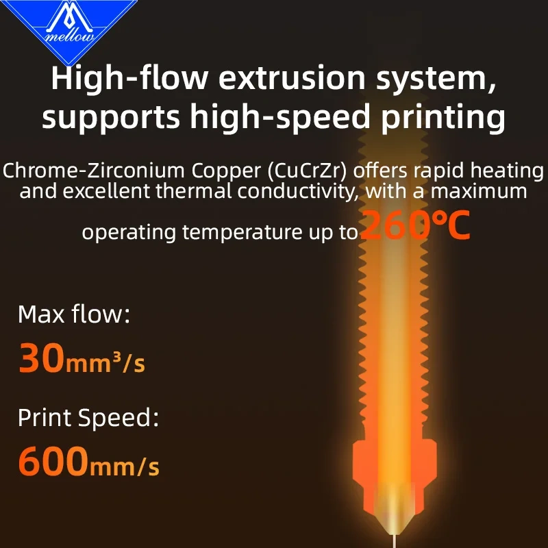 Mellow GHC K2 Plus Nozzle High-Flow Hardened Steel Nozzle DLC Coating For Creality K2 Plus 3D Printer Accessories