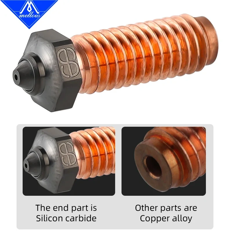 Mellow Phaetus Silicon Carbide Volcano Nozzle Durable Reduce Stick For 3D Printer Accessories Nozzles Prusa Voron VzBoT Hotend