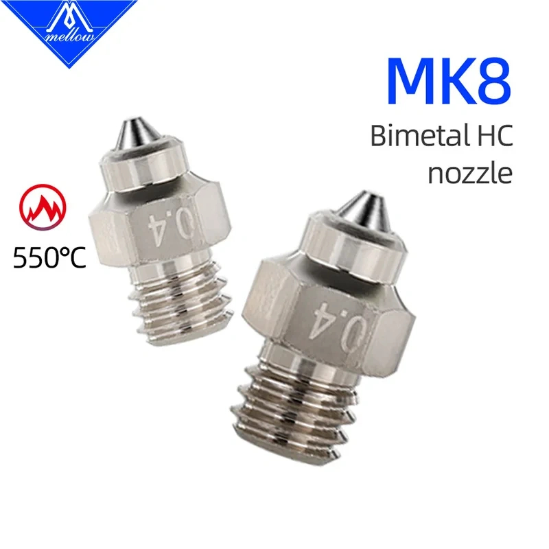 Mellow DLC MK8 nozzle High Temperature Wear 3D Printer nozzle  Hardened Steel & Copper for cr10 hotend