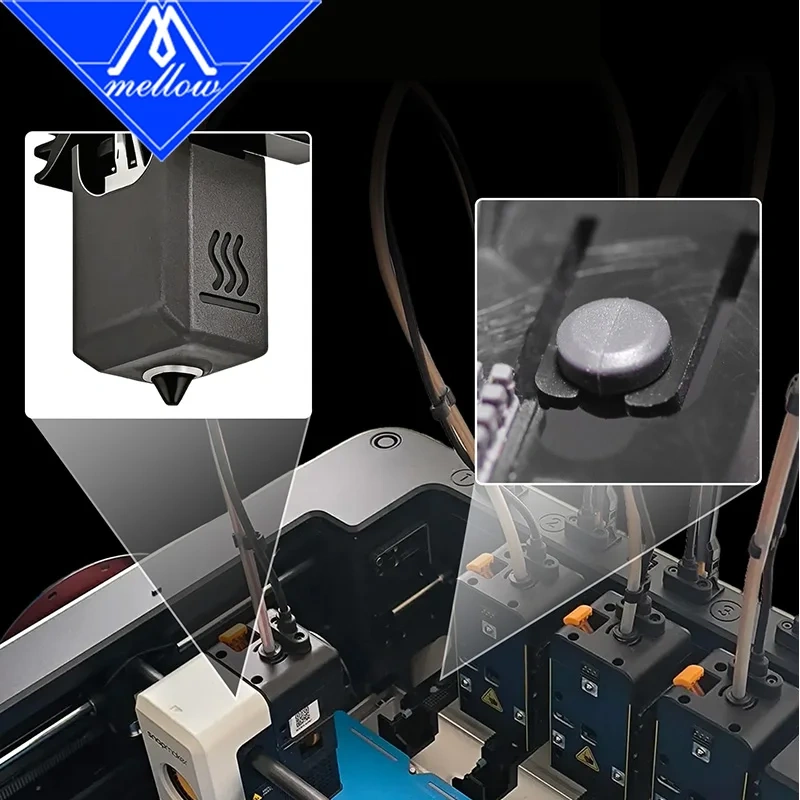 Mellow For Snapmaker U1 Hotend Silicone Socks Kit Anti-Leakage Heat Protective Sleeve & Top Nozzle Seal For Stable Extrusion