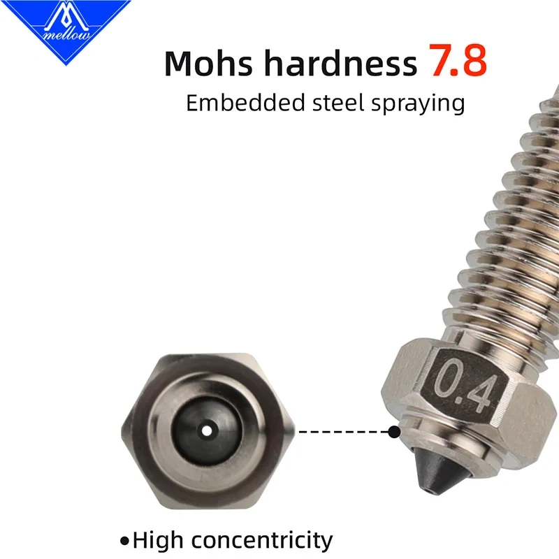 Mellow 3D Printer QIDI Plus4 Bimetal Nozzle With Ceramic Insulation – Integrated Design For Quick Removal & Easy Replacement