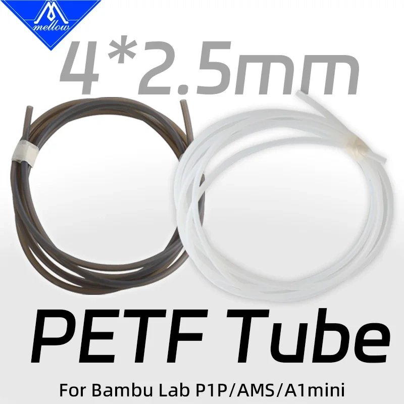 Mellow Japanese Materials PTFE Tube 2.5mm IDx4mm OD Teflonto Pipe 3D Printer For Bambu Lab AMS A1/A1 mini /P1P/P1S/X1C