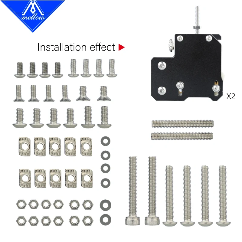 Mellow CNC VzBoT Vz235 235 3D Printer Aluminum AWD Motor Mount And Y-axis Gantry Screws Pack Includes Titanium Bolts