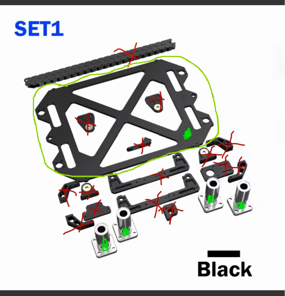 Black vzbot 330 heated bed stand+4pcs lmk bearing