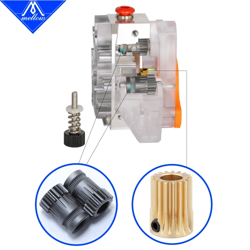 Mellow RCN Nano Coated RN-WIND V1.1 Extruder High Hardness HV3300 Dual Drive Gear For Ender 3 53D Printer Parts Titan Aero