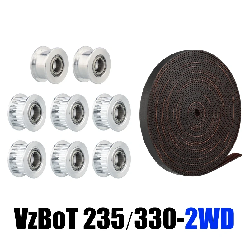 Mellow 1Set Aluminium GT2 Idler With 5M 2GT Gates 6MM Belt Kit 20 Tooth Timing Pulley Wheel Bore 5mm For 2GT 3D Printer VzBoT