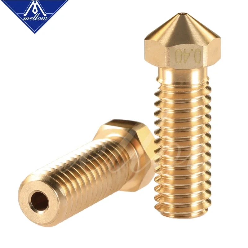 Mellow 3Pcs 3D Printer Extra Brass Volcano V6 Nozzle All Metal M6 threaded 0.4mm for 1.75mm volcano hotend Top quality