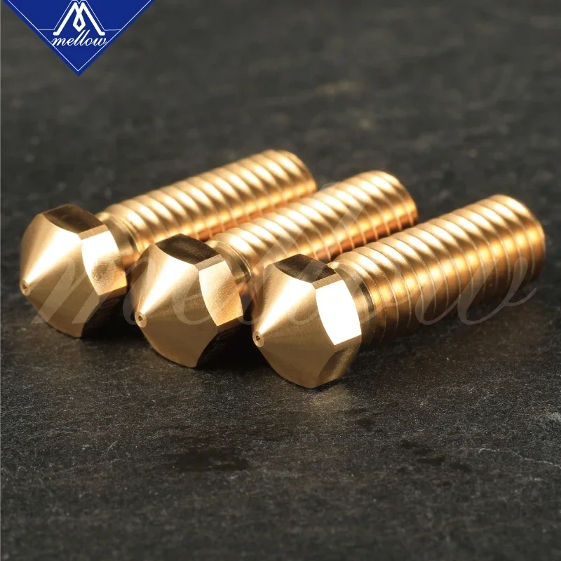 Mellow 3Pcs 3D Printer Extra Brass Volcano V6 Nozzle All Metal M6 threaded 0.4mm for 1.75mm volcano hotend Top quality