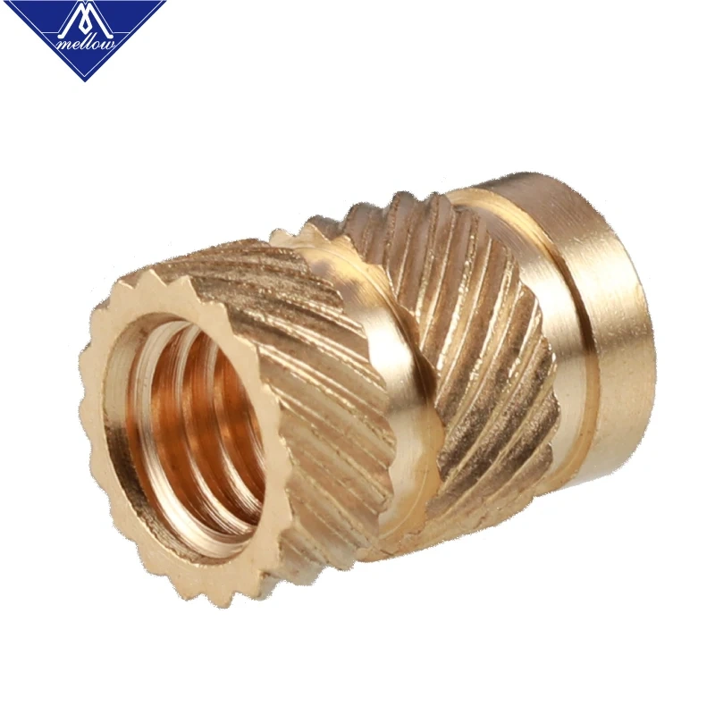 Mellow Brass Hot Melt Inset Nuts Heating Molding Copper Thread 3D Printer SL-type Double Twill Knurled Injection Brass Nut