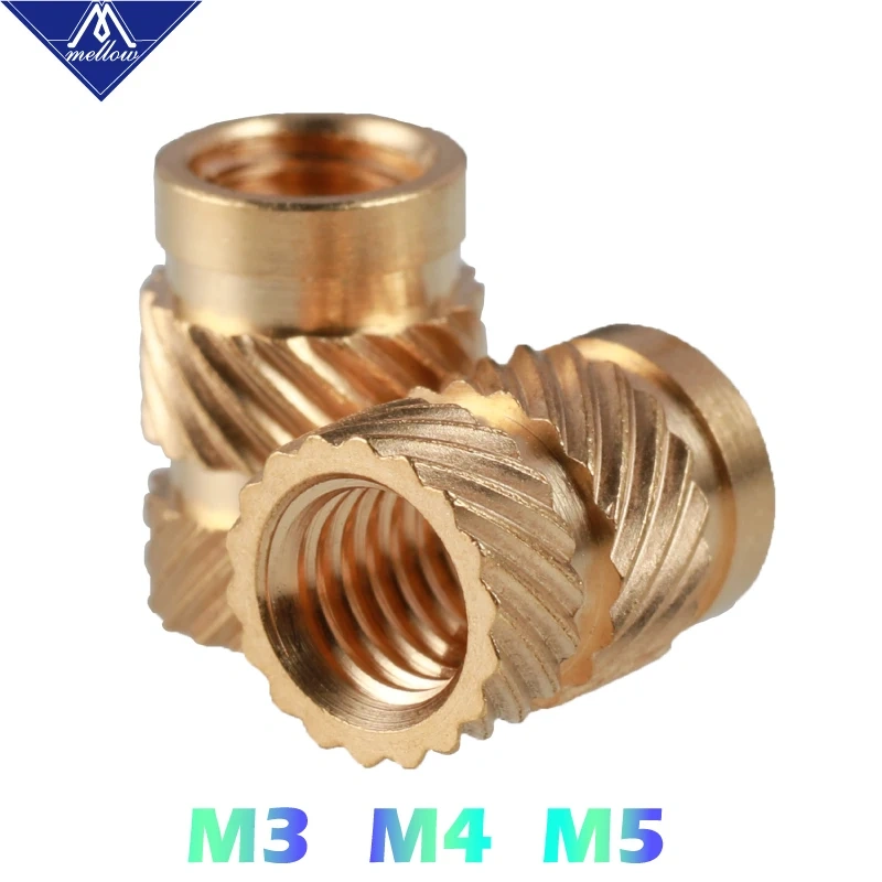 Mellow Brass Hot Melt Inset Nuts Heating Molding Copper Thread 3D Printer SL-type Double Twill Knurled Injection Brass Nut