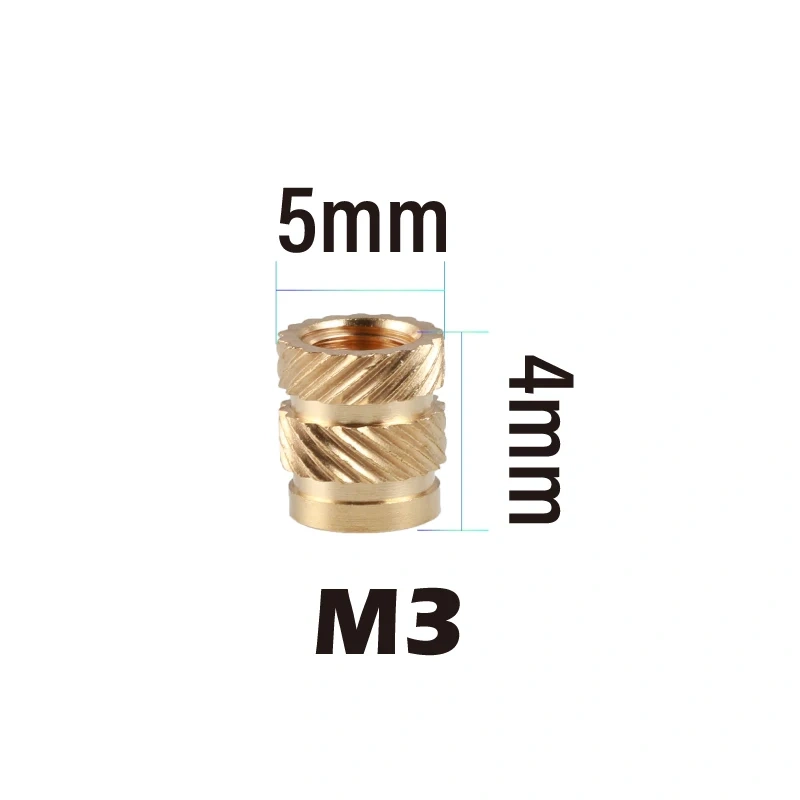 Mellow Brass Hot Melt Inset Nuts Heating Molding Copper Thread 3D Printer SL-type Double Twill Knurled Injection Brass Nut