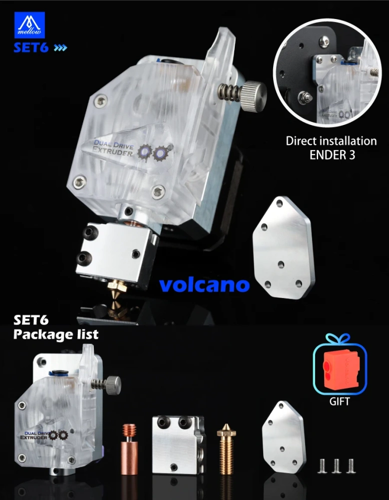 Mellow 3D Printer Parts W-DDG Water Cooled Extruder For 1.75 MM Ender 3 J-head Anet A8 cr-10  V6 Super Volcano Nozzle Hotend