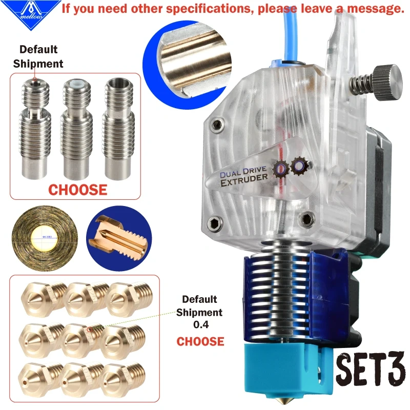 Mellow Bowden NF Nitrogen-Based Chain RN-DDG Extruder Dual Drive Gear For 3D Printer Ender 3 Blv Mgn Cube Flyingbear Ghost 5