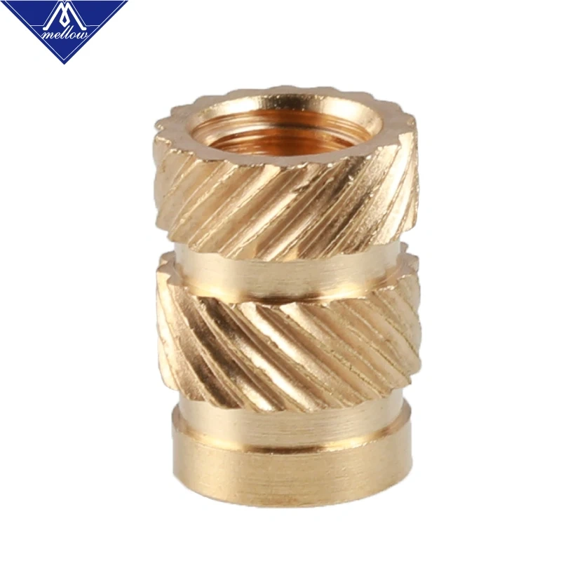 Mellow Brass Hot Melt Inset Nuts Heating Molding Copper Thread 3D Printer SL-type Double Twill Knurled Injection Brass Nut