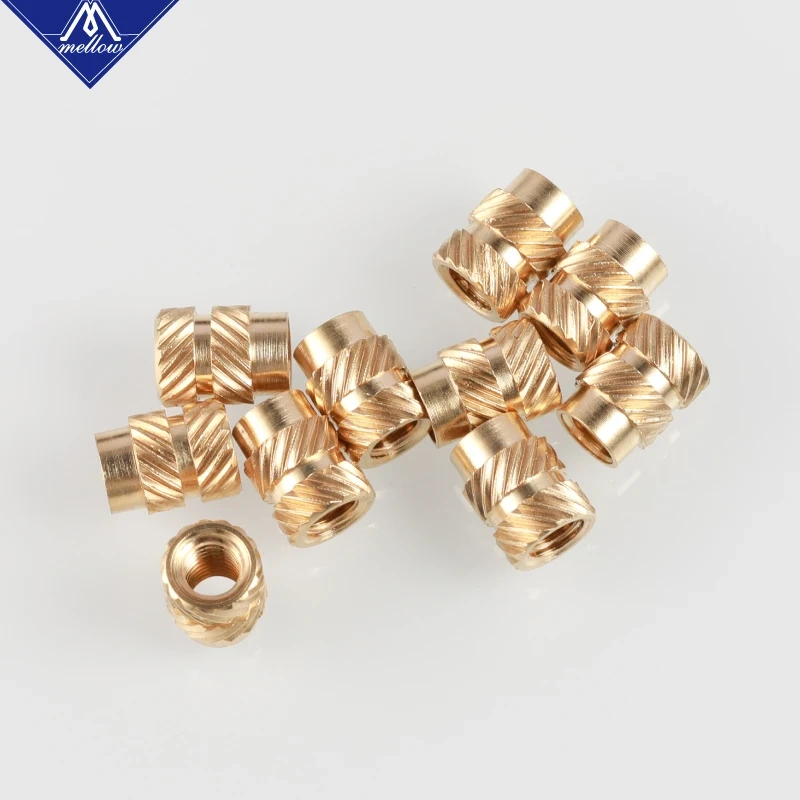Mellow Brass Hot Melt Inset Nuts Heating Molding Copper Thread 3D Printer SL-type Double Twill Knurled Injection Brass Nut