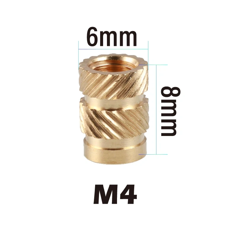 Mellow Brass Hot Melt Inset Nuts Heating Molding Copper Thread 3D Printer SL-type Double Twill Knurled Injection Brass Nut