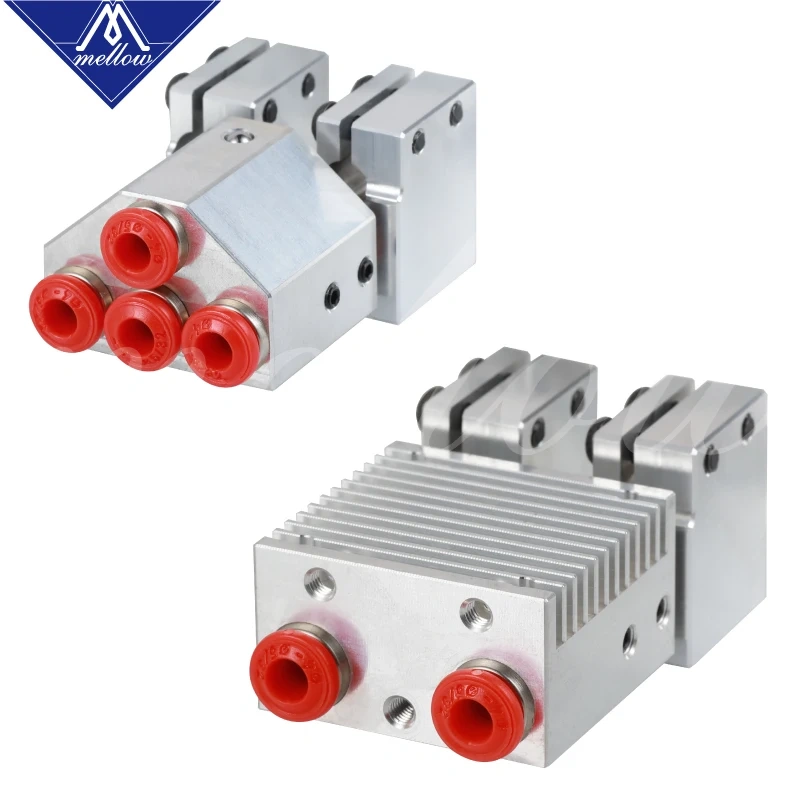 Mellow All-metal Dcrazy Chimera+ Volcano Hotend Multi-extrusion Dual Head Extruder,0.4MM/0.6MM/0.8MM/1.0MM Nozzles 3D Printer