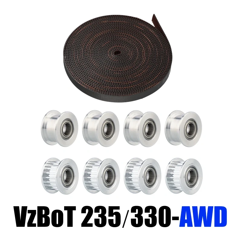 Mellow 1Set Aluminium GT2 Idler With 5M 2GT Gates 6MM Belt Kit 20 Tooth Timing Pulley Wheel Bore 5mm For 2GT 3D Printer VzBoT