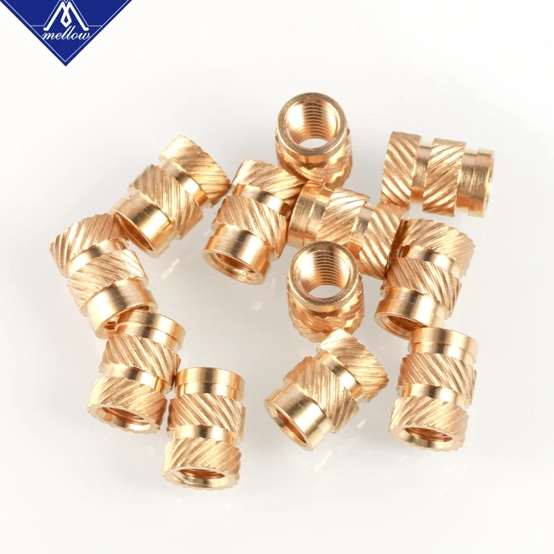 Mellow Brass Hot Melt Inset Nuts Heating Molding Copper Thread 3D Printer SL-type Double Twill Knurled Injection Brass Nut