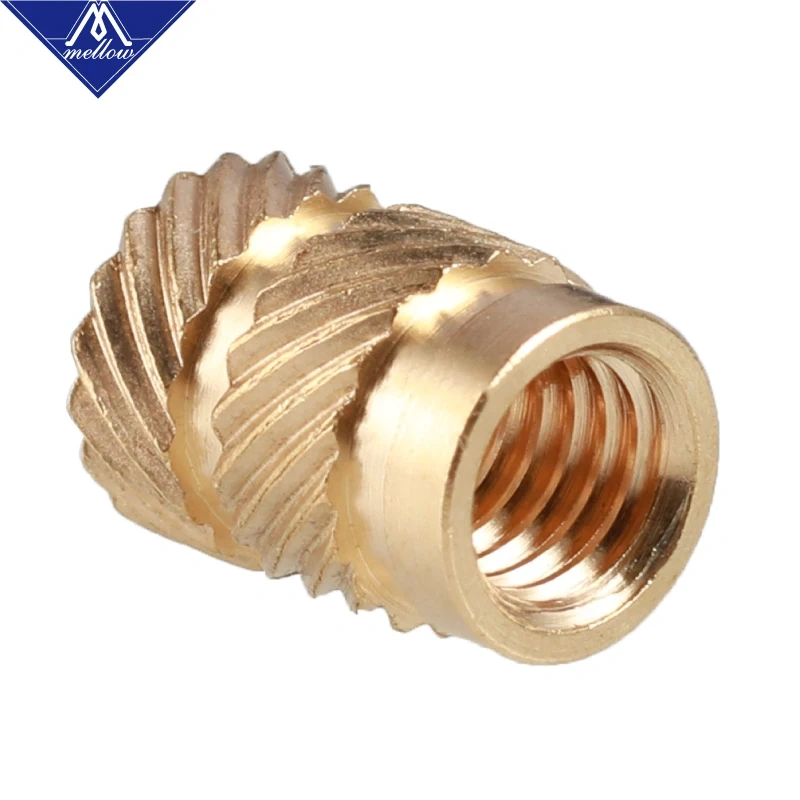 Mellow Brass Hot Melt Inset Nuts Heating Molding Copper Thread 3D Printer SL-type Double Twill Knurled Injection Brass Nut