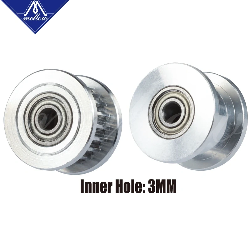 Mellow 2GT 16/20 Teeth Synchronous Wheel Idler Pulley With/without Tooth Bore 3mm With Bearing For GT2 Timing Belt Width 6mm