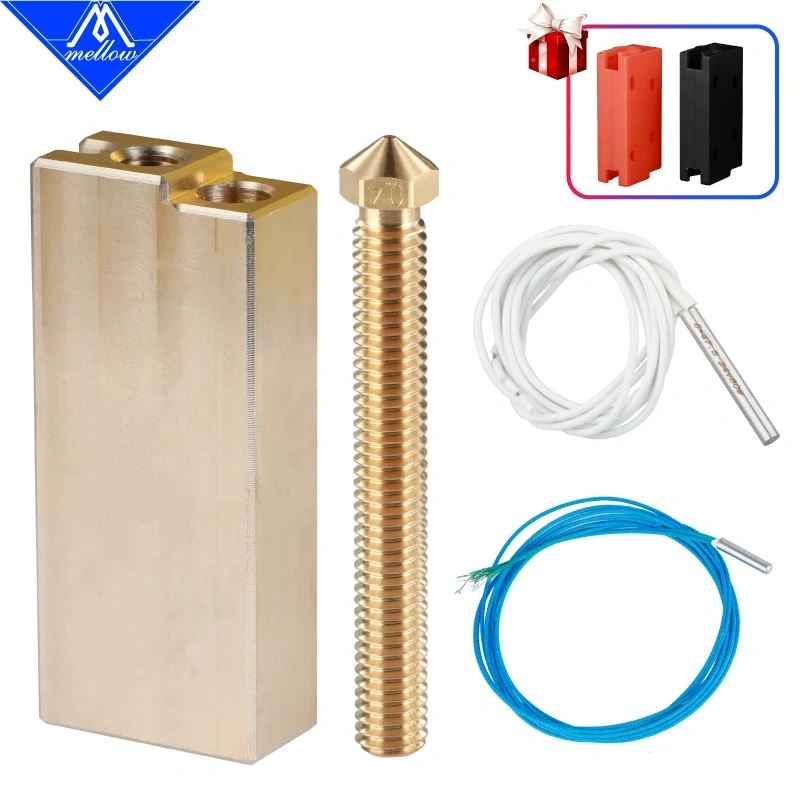 Mellow 80W Heater 12V/24V + ATC Semitec 104GT-2 Thermistor+ Super Volcano Heat Block For 3D Printer V6 Super Volcano Hotend