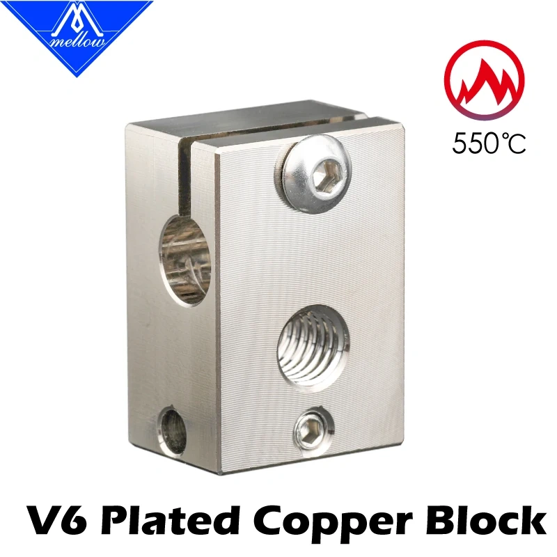 Mellow Top Quality CNC All-metal Dual Extrusion V6 Copper Heater Block For PT100 J-head 3d Printer  v6 Hotend