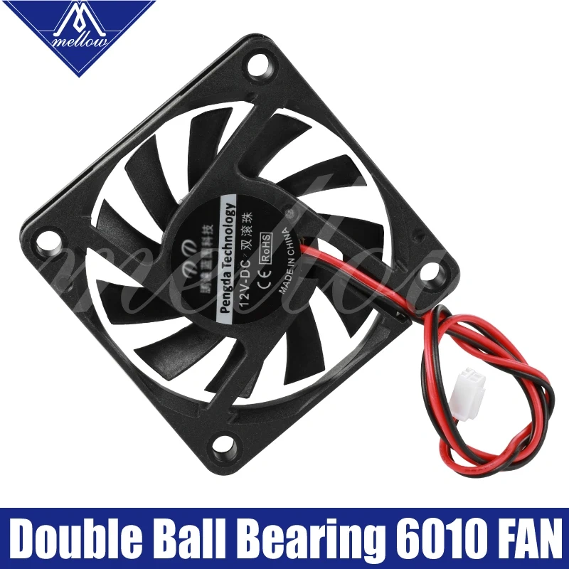 1pcs 12V/24V 6010 DC Fan 3D Printer Small Cooling Dual Ball Bear 60x60x10mm Cooling Extruder Hotend Special Small Fan 2 Wire