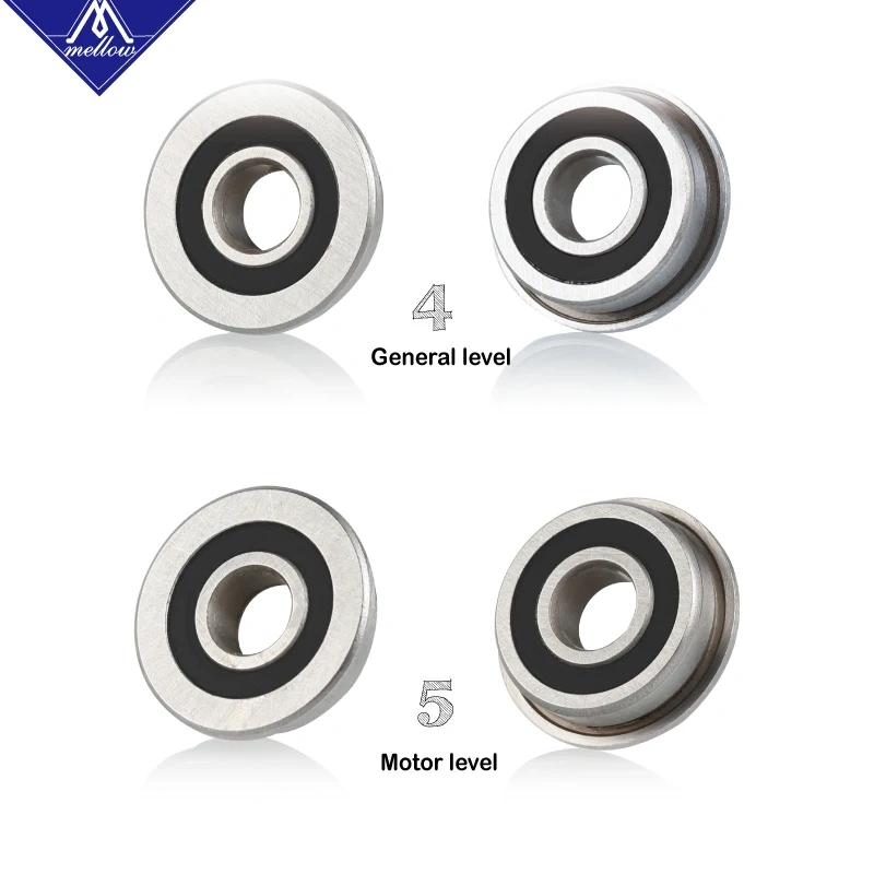 Mellow 10Pcs F695-2RS Bearing 5*13*4 mm Flanged Bushing F695 RS Ball Bearings F695RS For VORON Mobius 2/3 3D Printer