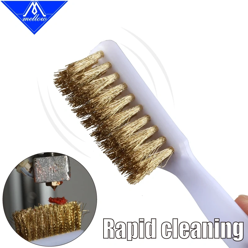 Mellow 3D Printer Nozzle Cleaning Copper Wire Toothbrush Tool Copper Brush Handle Hot bed Cleaning
