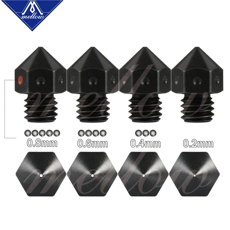 Mellow High Temperature Hardened Steel MK7 MK8 Nozzles F/ Micro Swiss Creality CR-10 Ender 3 Hotend Prusa i3 3D printer