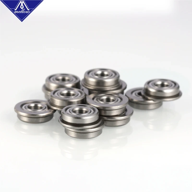 Mellow 10Pcs F695-2RS Bearing 5*13*4 mm Flanged Bushing F695 RS Ball Bearings F695RS For VORON Mobius 2/3 3D Printer