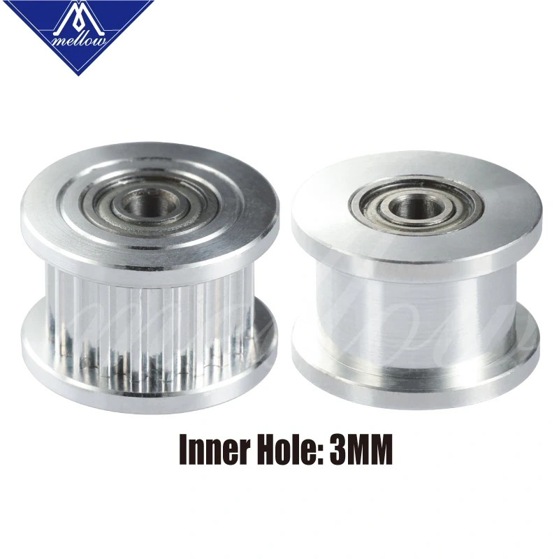 Mellow 2GT 16/20 Teeth Synchronous Wheel Idler Pulley With/without Tooth Bore 3mm With Bearing For GT2 Timing Belt Width 6mm
