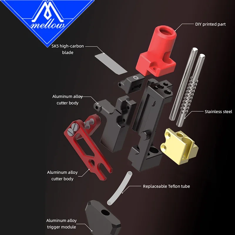 Mellow Tangle Guard CNC Metal Filament Cutter Module For 3D Printer Anti Jam Filament For Bambu Lab Creality DIY Voron VzBot