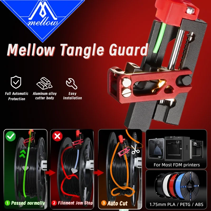 Mellow Tangle Guard CNC Metal Filament Cutter Module For 3D Printer Anti Jam Filament For Bambu Lab Creality DIY Voron VzBot