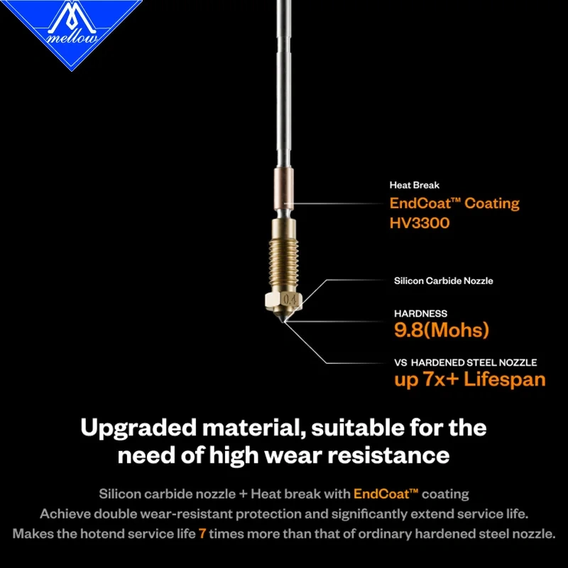 Mellow Phaetus Sic Nextruder Prusa MK4 Nozzle Silicon Carbide Nozzle Durable Upgraded For Prusa MK4/XL/MK3.9