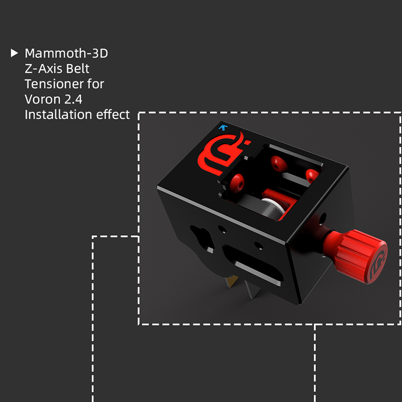 Mellow Mammoth 3D For Designing The Voron 2.4 Z-Axis Belt Tensioner 3D Printer GT2 Idler With 2GT Gates 9MM EPDM Belt Kit