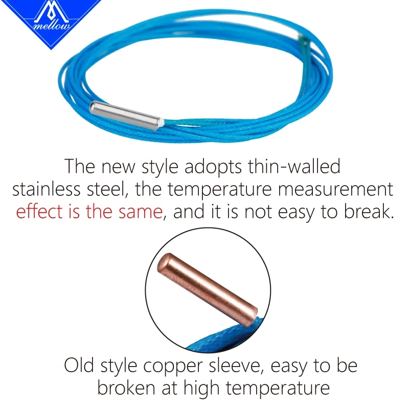Mellow High temperature ATC Semitec 104GT-2 104NT-4-R025H42G Thermistor Cartridge 104 for  V6 Volcano Heater Block