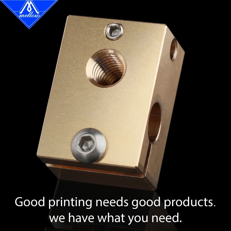 Mellow 1Pcs High Quality All-metal Dual Extrusion E3D V6 Brass Heater Block For High Temperature Pt100 J-head 3d Printer  Hotend